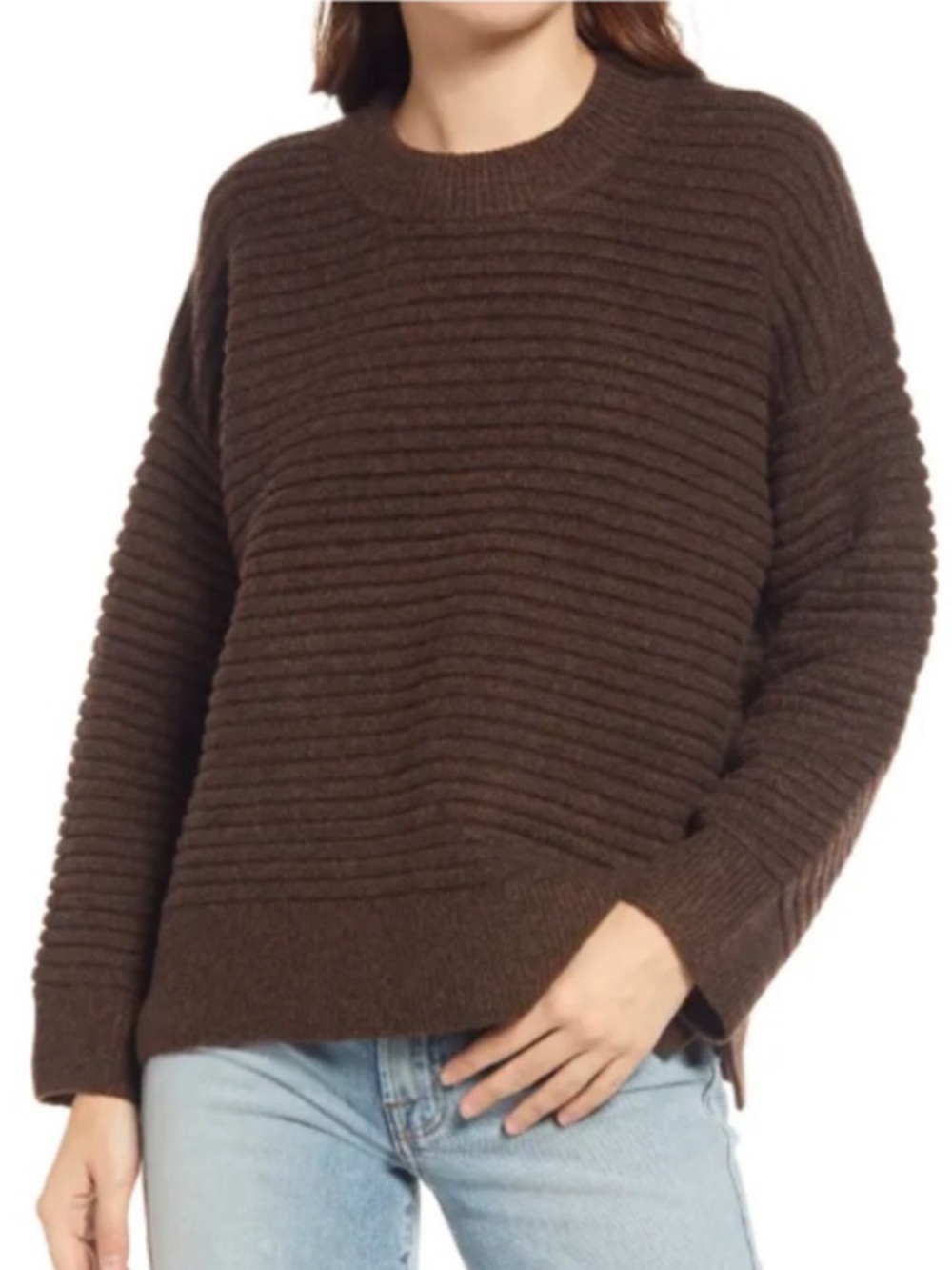 Madewell Elsmere Chunky Wool Blend Sweater Size XS Dark Brown Oversized Slouchy